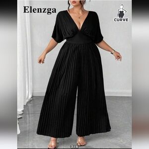 SHEIN Navy Blue Elegant Wide Leg Pantsuit